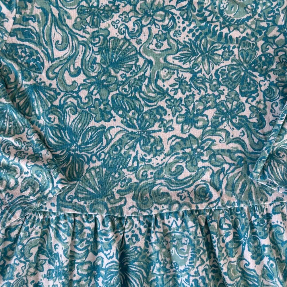 Lilly Pulitzer Girls Size 4 Took Me By Sunrise Blue Floral Tiered Dress